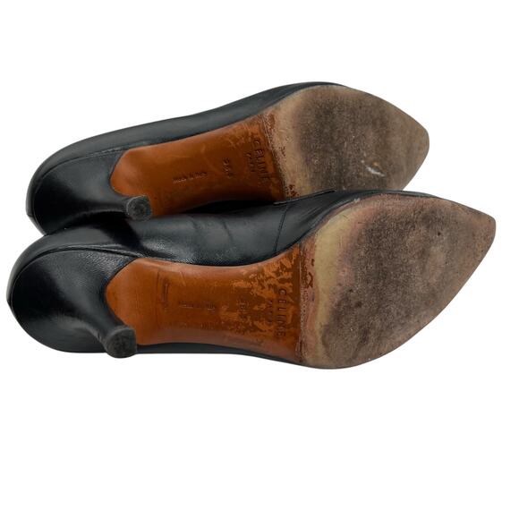 Celine Paris Womens 38.5 US 8 Leather Slip On Heels Green Blue Pointed Toe Italy - Picture 7 of 14